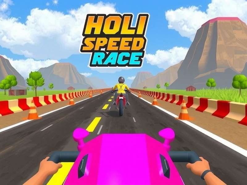 Colorful Holi-themed racing in action Holi Speed Race Gameplay